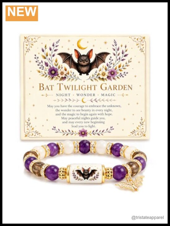 Jewelry - Halloween Beaded Stretch Bracelet Acrylic Charm Bat Ghost Spider